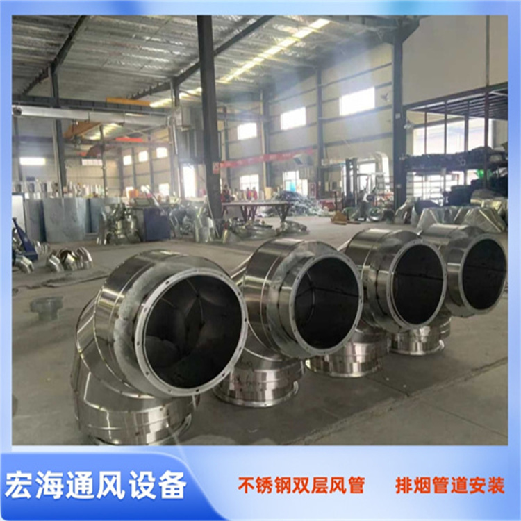 九江风管加工厂家承接发电机排烟双层风管加工 不锈钢双层保温风管定制